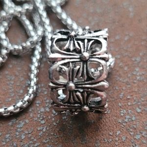 Gothic stainless steel ring with necklace